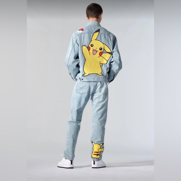 LEVIS X POKÉMON Special Anniversary Denim Jacket/Jean. RARE set! Size Lrg/34/32 - Picture 2 of 12